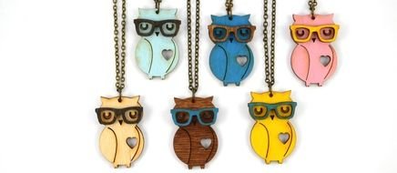 owls with glasses on chains