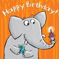 cartoon elephant having Happy Birthday