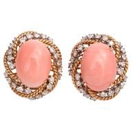 Coral And Diamond Earrings