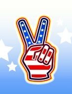 Peace sign fingers, American flag