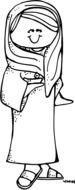 Black and white drawing of the person with the oil lamp clipart