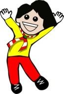 painted doll in a yellow-red suit