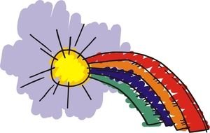 rainbow through the clouds as a graphic illustration