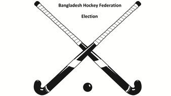 banner of bangladesh hockey federation, Field Hockey Sticks, black and white