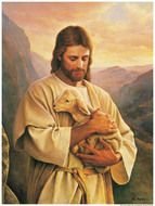 Beautiful colorful drawing of Jesus with the Lamb