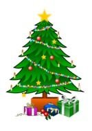 Colorful Christmas Tree with the gifts clipart