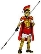 Ares with long spear, Greek God, drawing