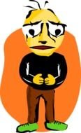 cartoon sad man in green boots