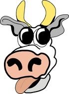 head of a cartoon cow as a graphic illustration