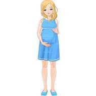 Pregnant Woman in blue dress, Clip Art