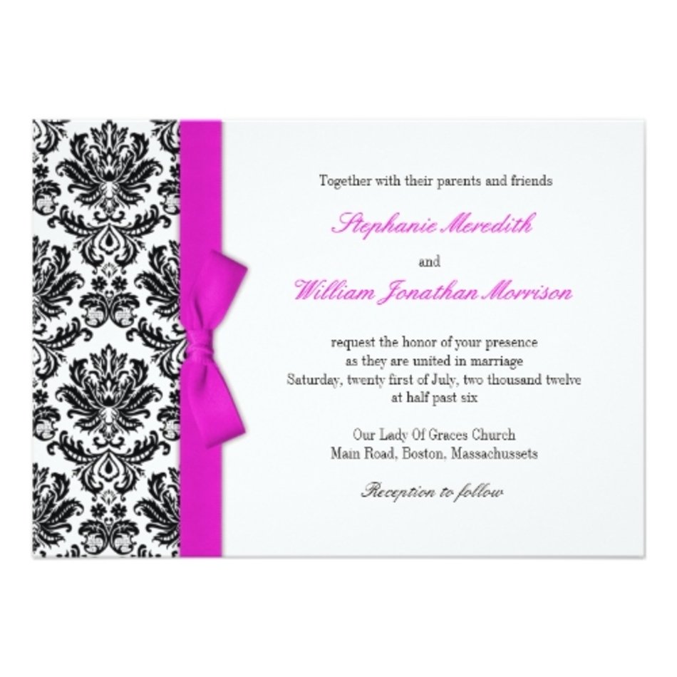 Wedding Invitations With Pink Bows