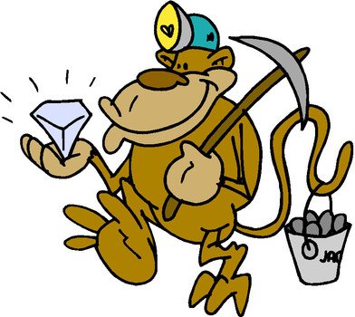 cartoon Monkey with hammer and diamant