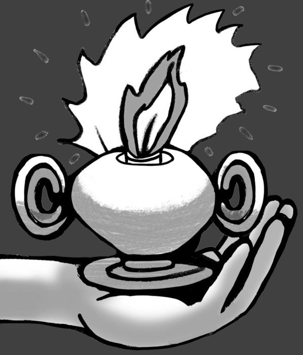 lamp with fire