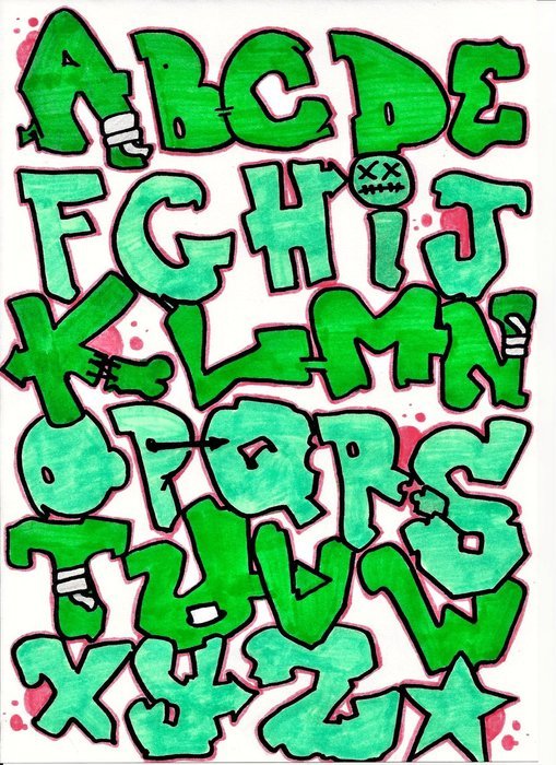 Graffiti Alphabet green drawing