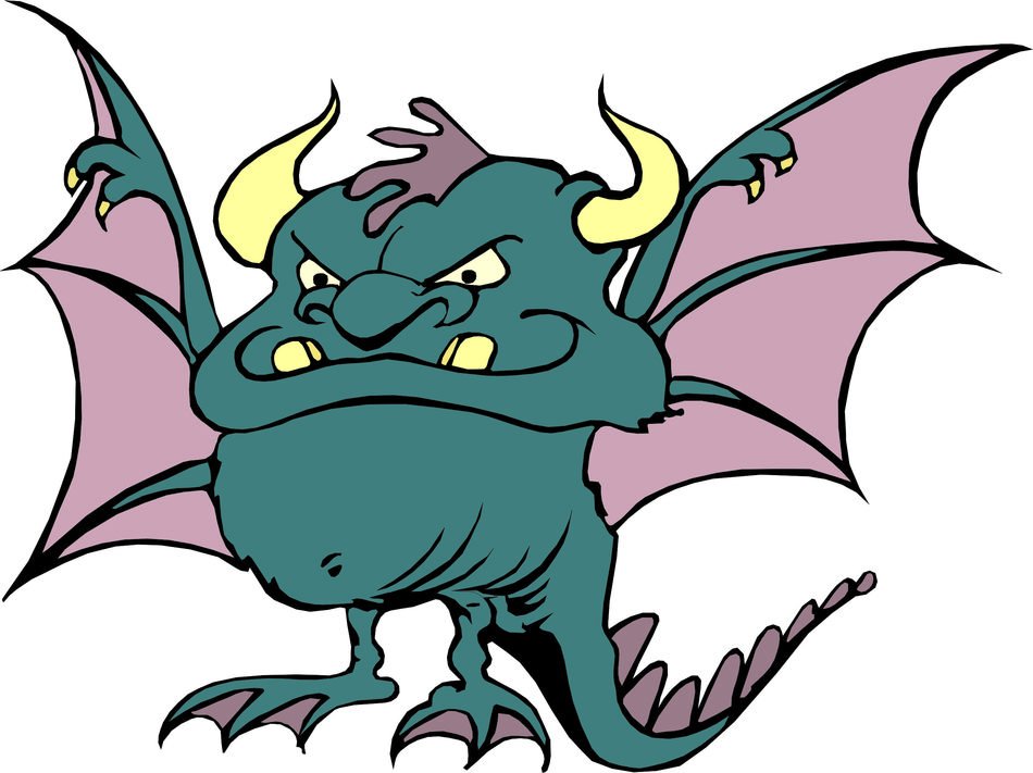 Cartoon Monster with horns and wings