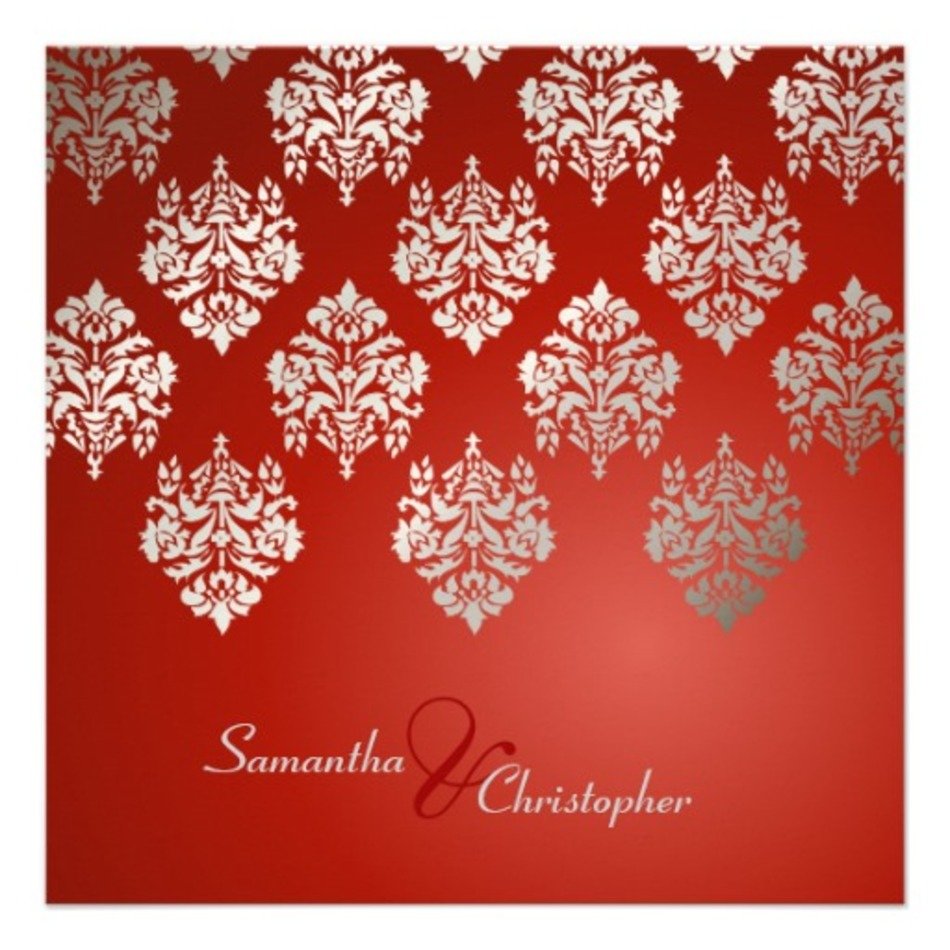 Red And Silver Wedding Invitation Graphic