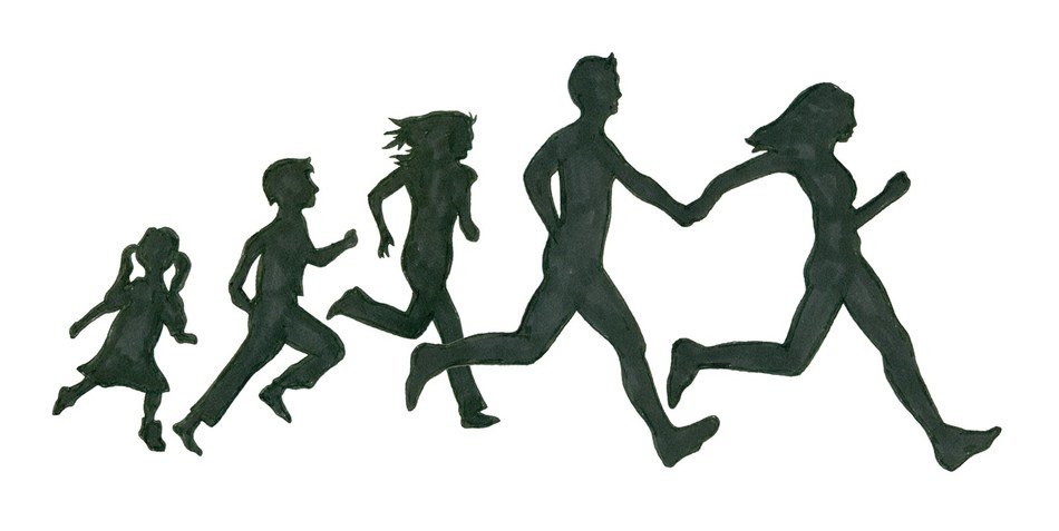 Family Running Clip Art N2