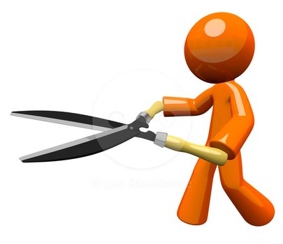 3d Orange Man Holding Hedge Clippers Stock Image