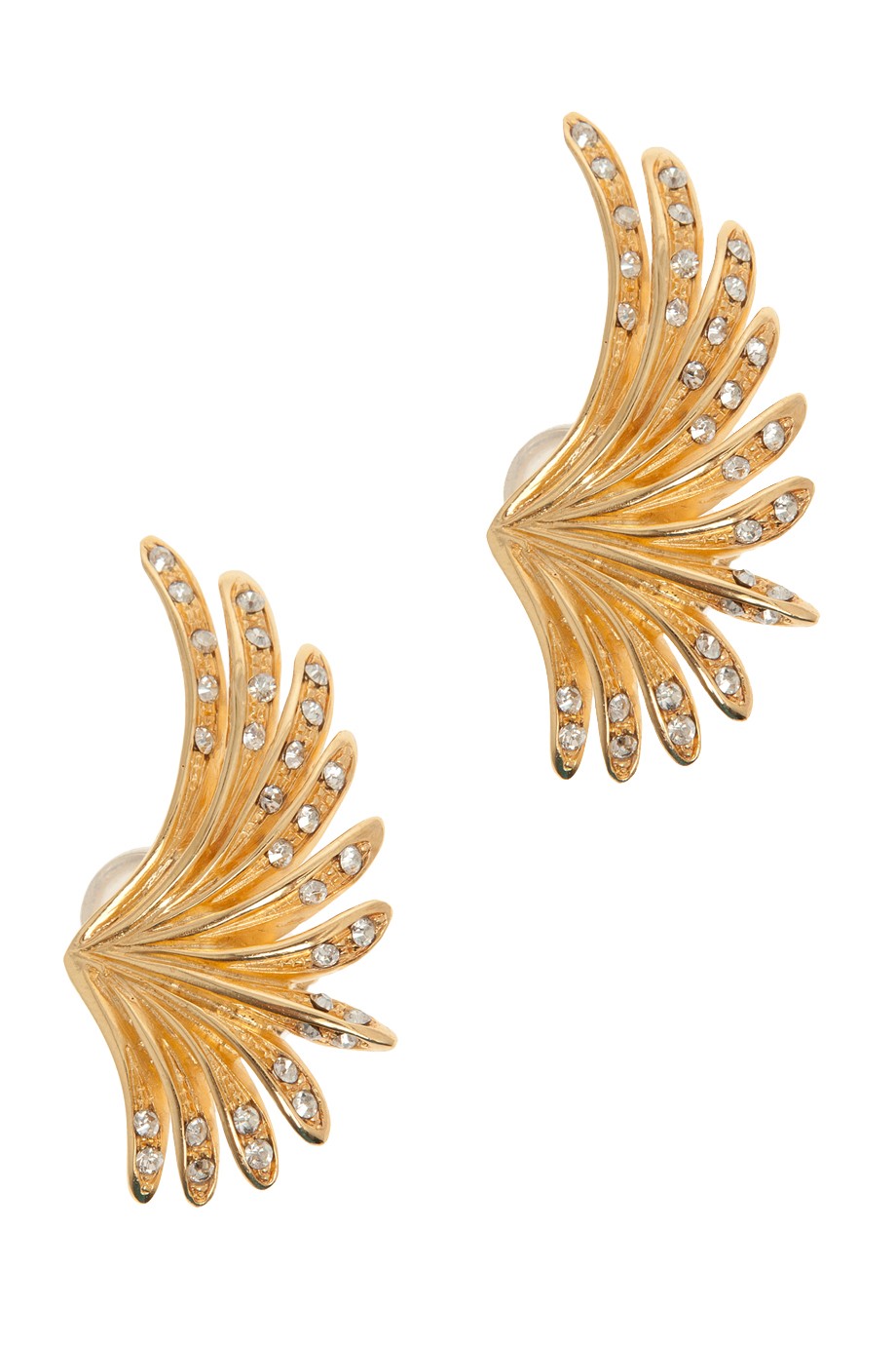 Two golden wing-shaped earrings free image download