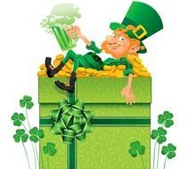 St Patricks Day Decor With Shamrocks And Leprechaun PNG Clipart