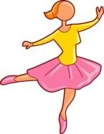 drawn ballerina in a pink tutu on a black background