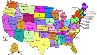 USA Labeled States drawing