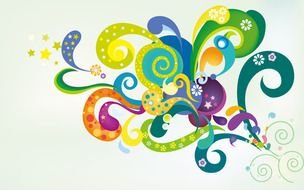 bright colorful abstract floral Design