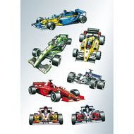 drawings of racing cars on a white background