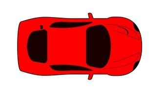 red sports car, Top View, drawing