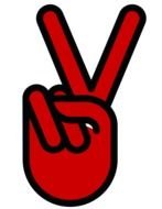 red peace sign on a white background