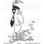 Native American Man Drawing Black And White