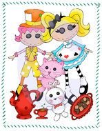drawing of a boy and a girl with animals