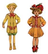 boy and girl, Vintage Paper Dolls, drawing