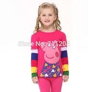 Girls T Shirts Cartoon Peppa Pig Printing Tops Cute Baby Girl Clothes