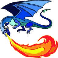 Cartoon Dragon Breathing Fire as a graphic illustration