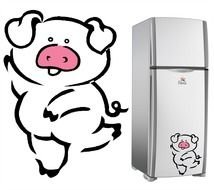 Colorful pig sticker on the fridge