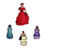 Colorful Victorian Dresses clipart