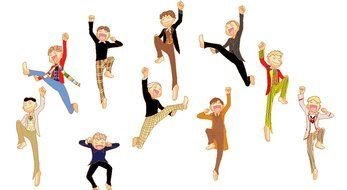 variety of jumps in colorful pictures