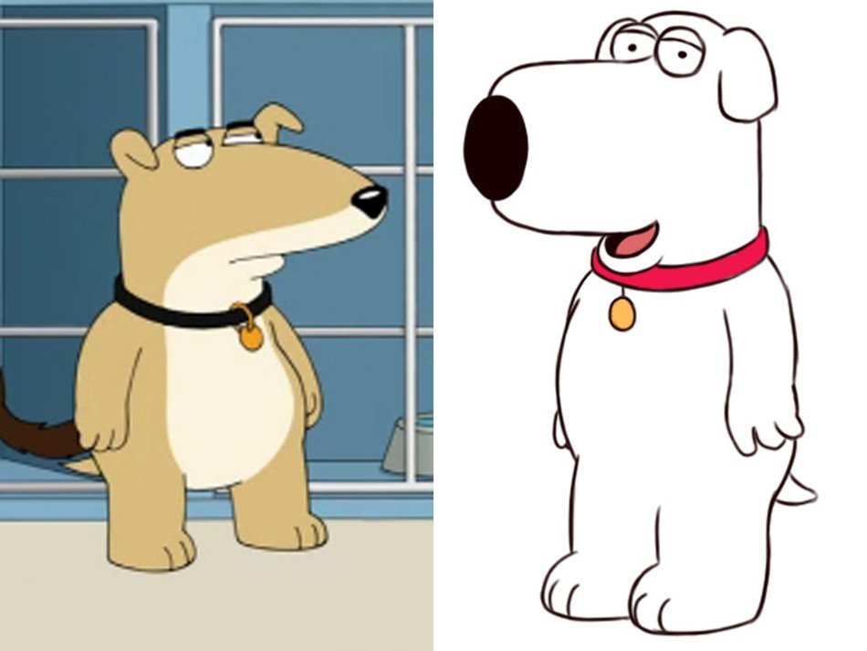 anthropomorphic dogs from Family Guy, drawing