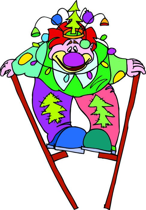 Cartoon Clown On Stilts