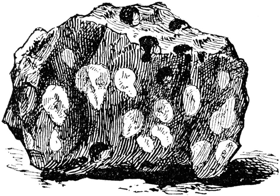 painted black and white ancient boulder