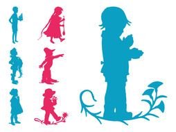 variety of children's silhouettes as a picture for clipart
