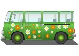 Colorful patterned bus clipart