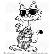 Cool Black And White Cartoon Cat N2