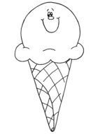 black and white drawing of ice cream in a waffle glass