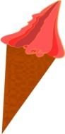 red ice cream in brown cone, drawing