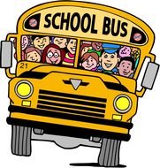 yellow funny school bus drawing