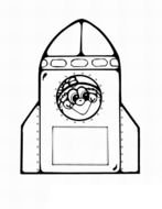 drawn cartoon character in a white rocket