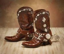 Western Cowboy Boots With Spurs drawing