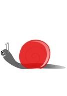 painted red snail on a white background